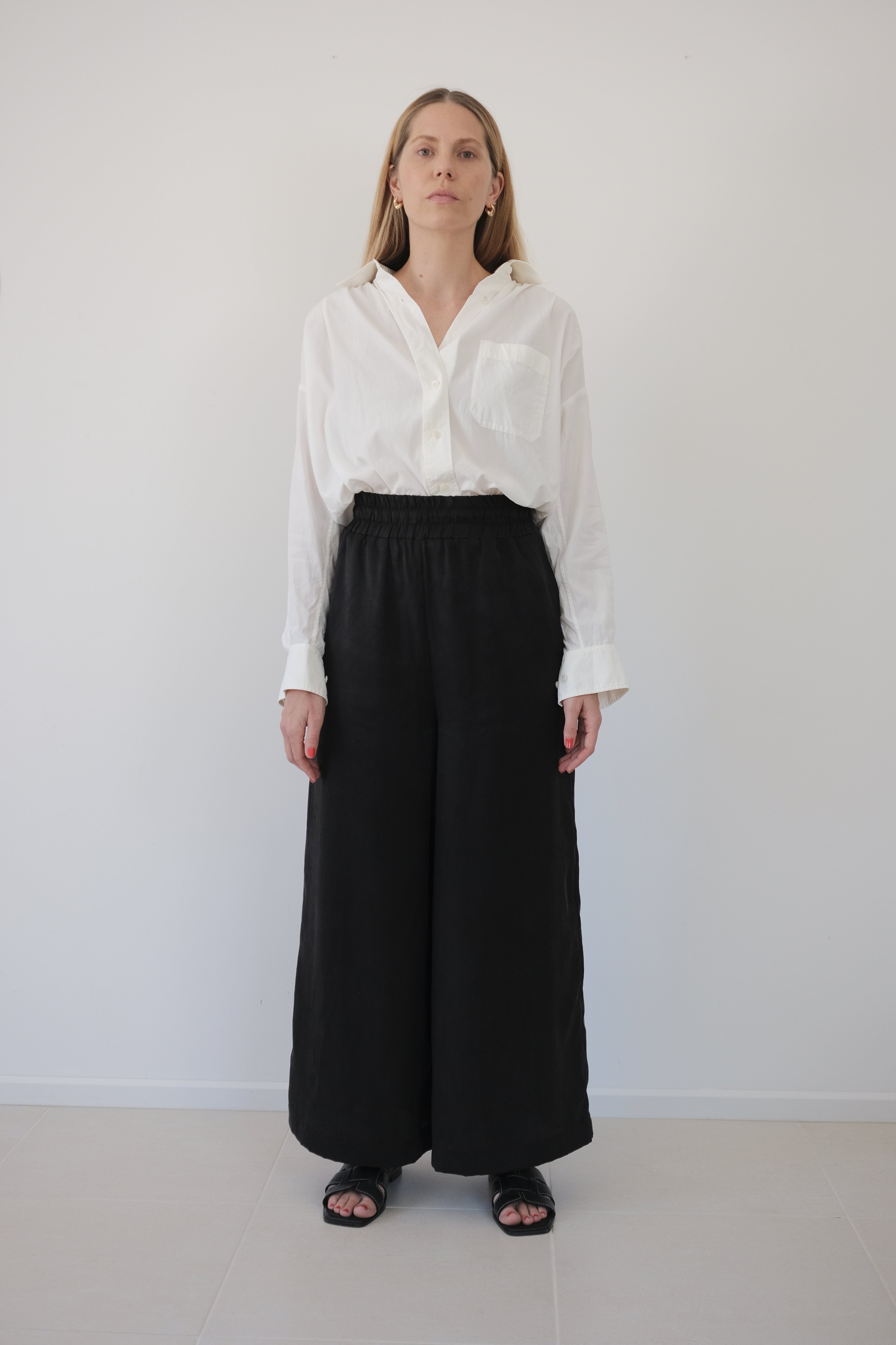 Madrid Wide Leg Tencel Trousers (Black Silky)