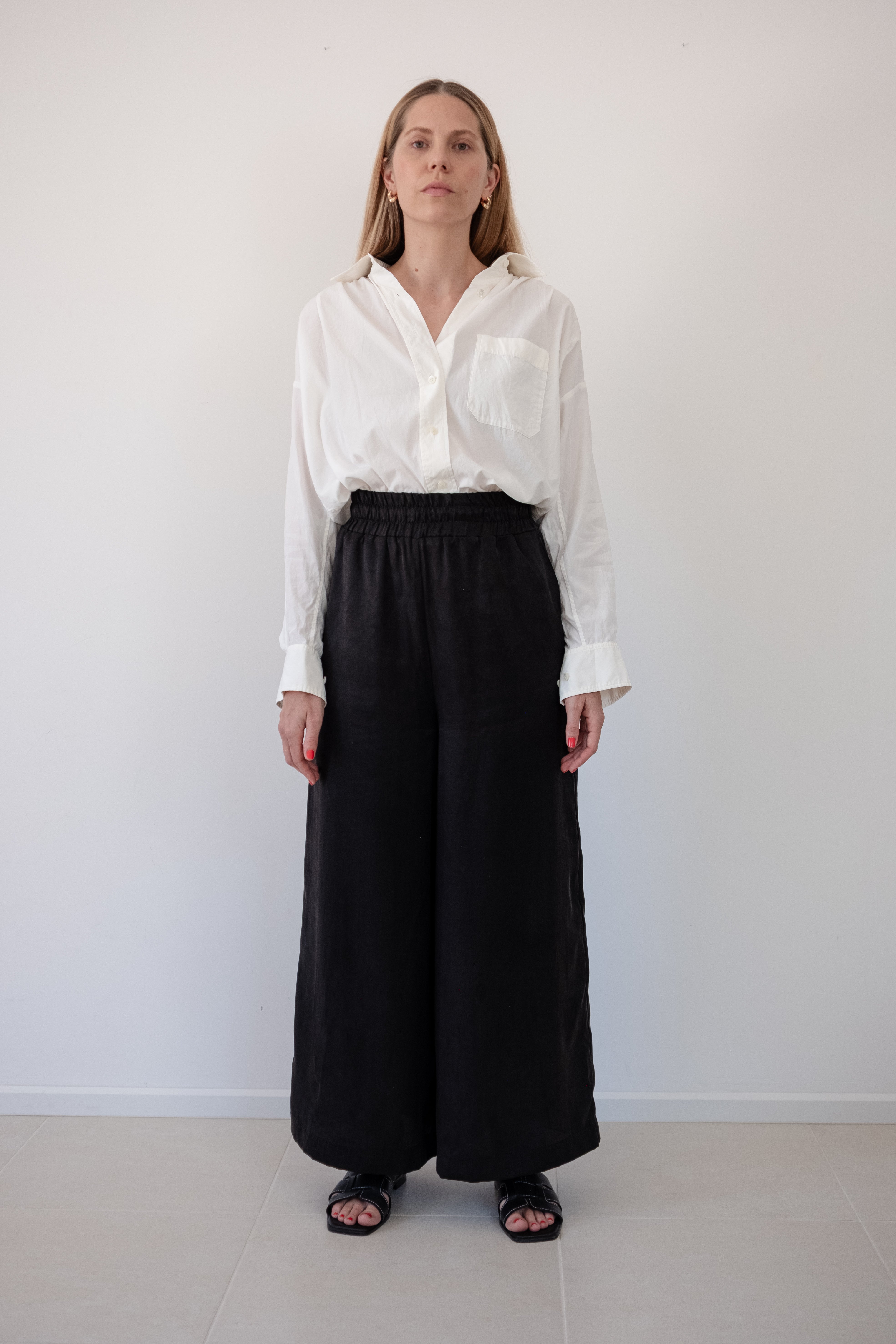Madrid Wide Leg Tencel Trousers (Black Silky)