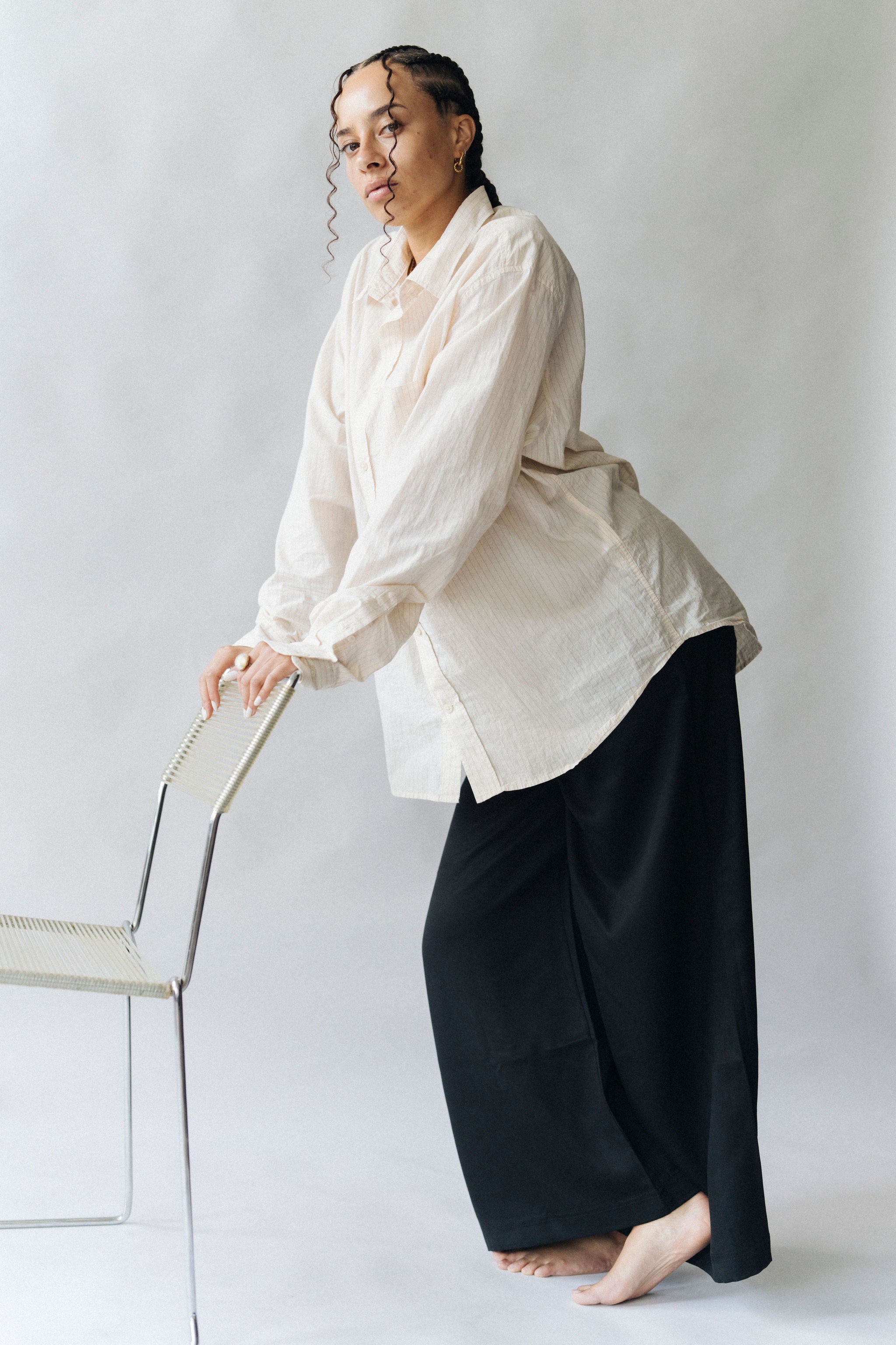 Madrid Wide Leg Tencel Trousers (Black Matte)