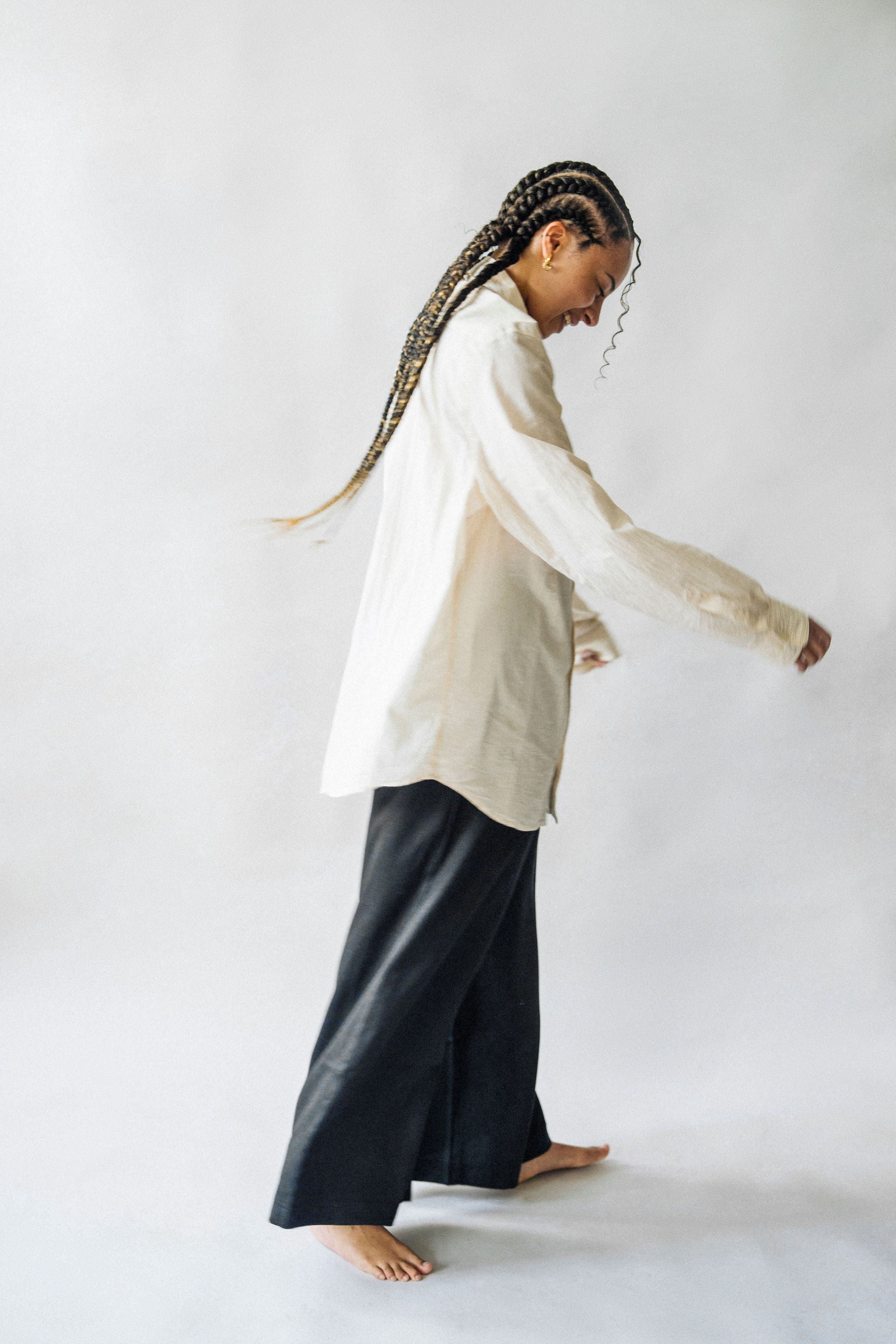 Madrid Wide Leg Tencel Trousers (Black Matte)